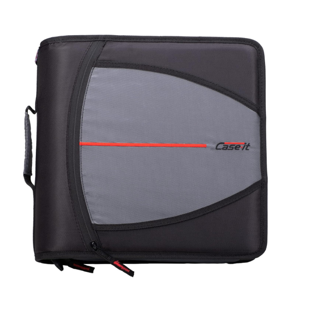 Case-It Mighty Zip Tab Zipper Binder, 3" O-Ring with 5-Color Tabs, Expanding Fil